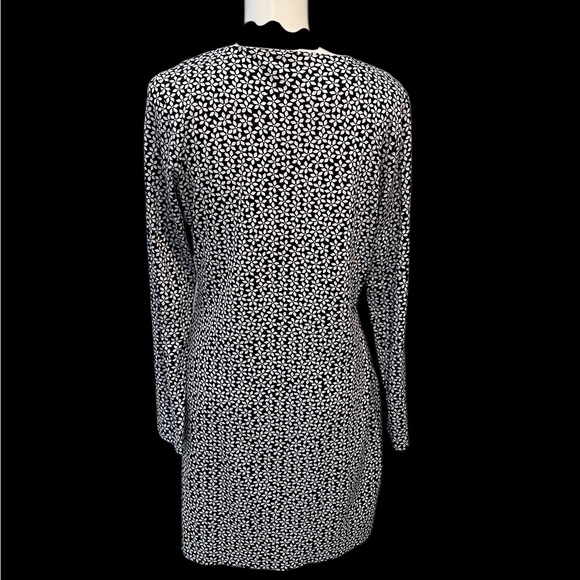 Diane Von Furstenberg DVF Reina Silk Blend Shift Dress Daisy Black/White Sz 12 - Picture 11 of 14